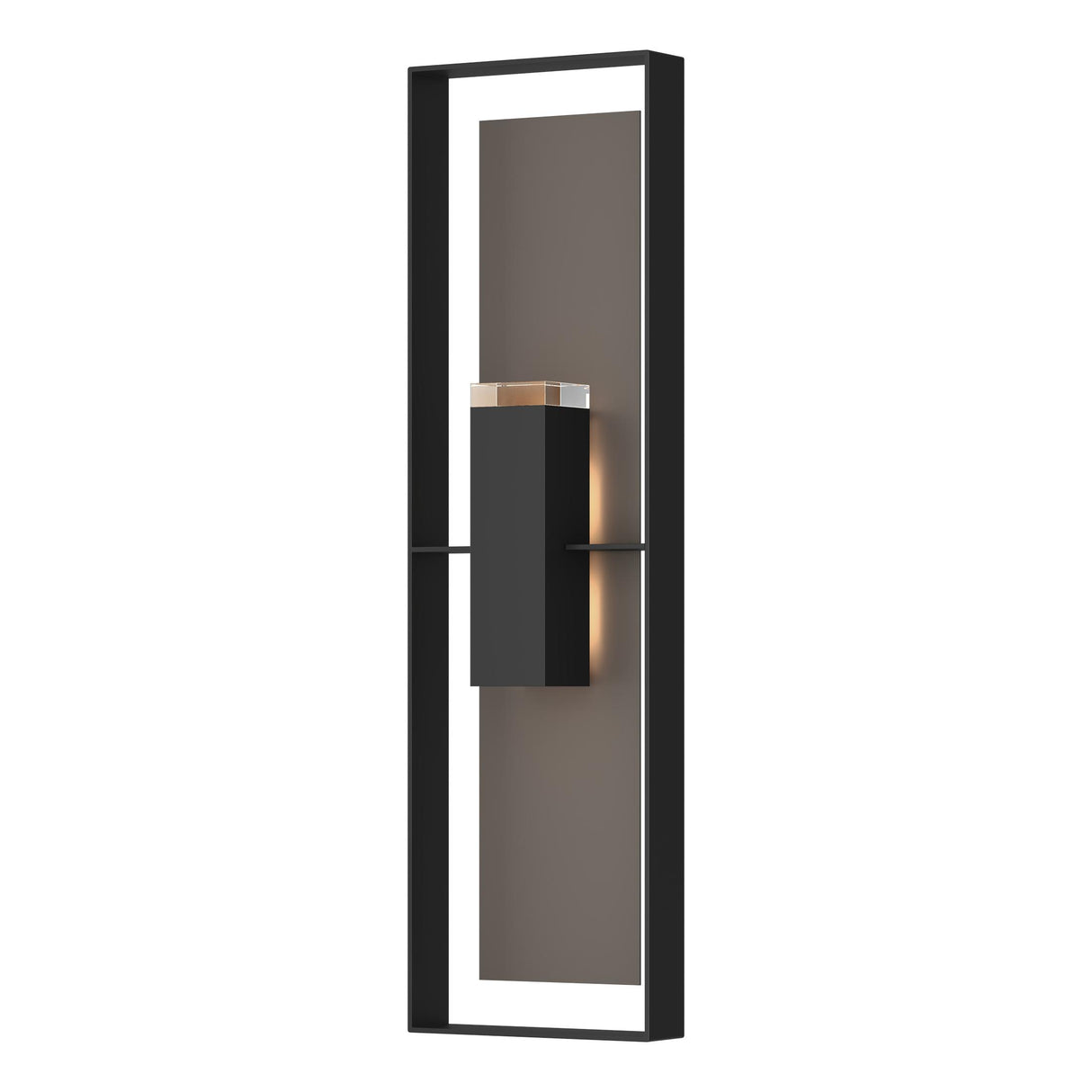 Hubbardton Forge 2023 Coastal Black Coastal Dark Smoke Clear Glass (ZM) Shadow Box Extra Tall Sconce