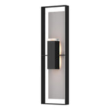 Hubbardton Forge 2023 Coastal Black Coastal Burnished Steel Clear Glass (ZM) Shadow Box Extra Tall Sconce