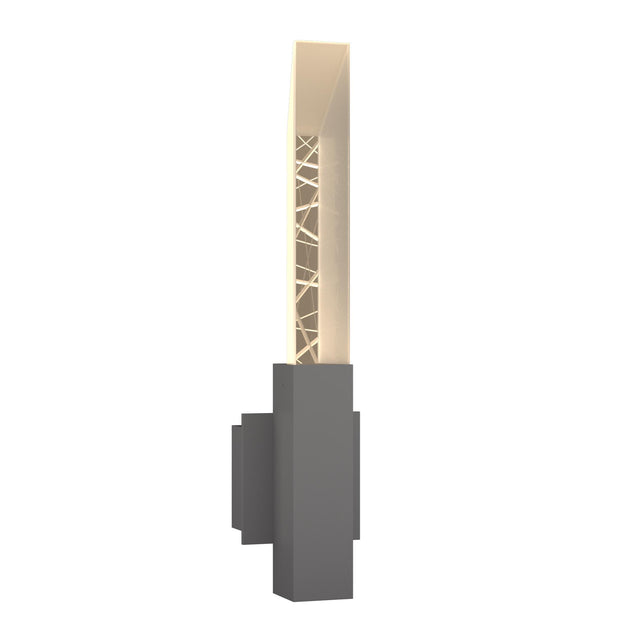 Hubbardton Forge 2019 Coastal Burnished Steel Clear Glass (ZM) Refraction Outdoor Sconce