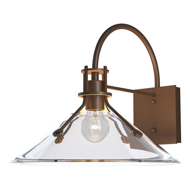 Hubbardton Forge 2020 Coastal Bronze Clear Glass (ZM) Henry Large Glass Shade Outdoor Sconce