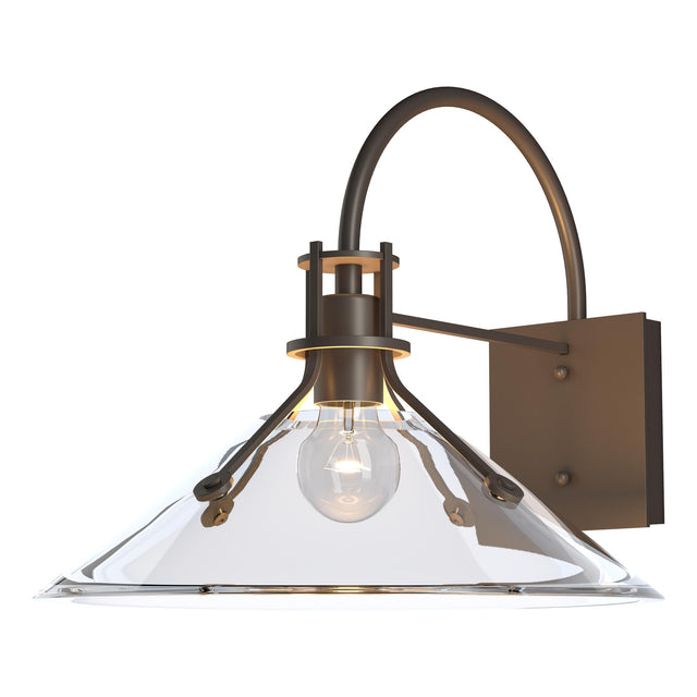 Hubbardton Forge 2020 Coastal Dark Smoke Clear Glass (ZM) Henry Large Glass Shade Outdoor Sconce