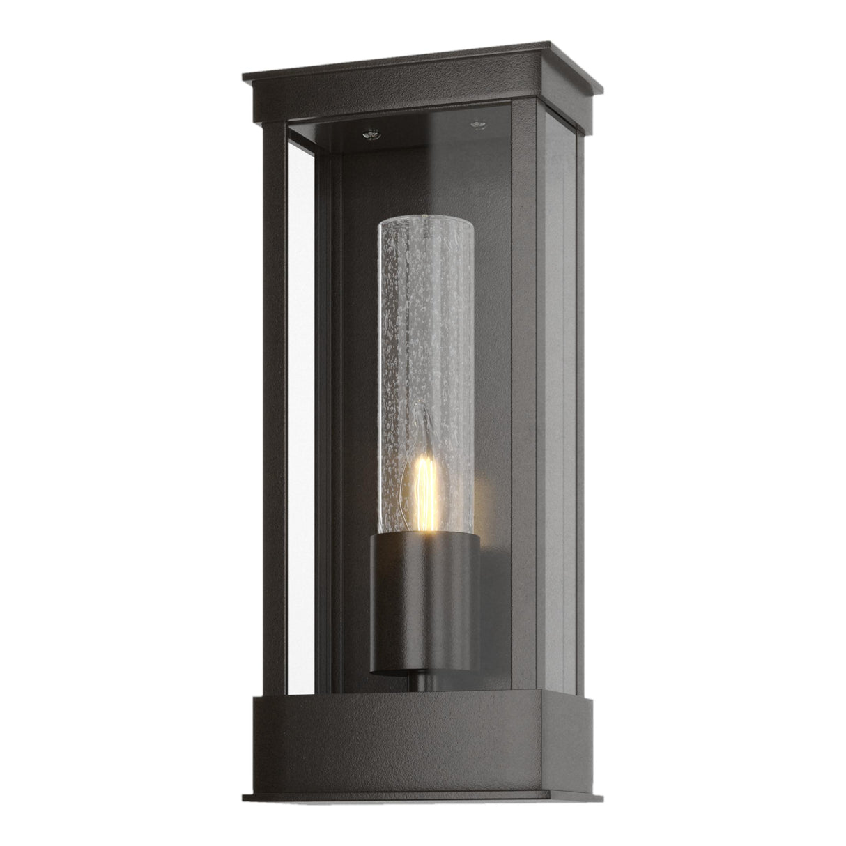 Hubbardton Forge 2015 Coastal Oil Rubbed Bronze Seeded Clear Glass (II) Portico Small Outdoor Sconce