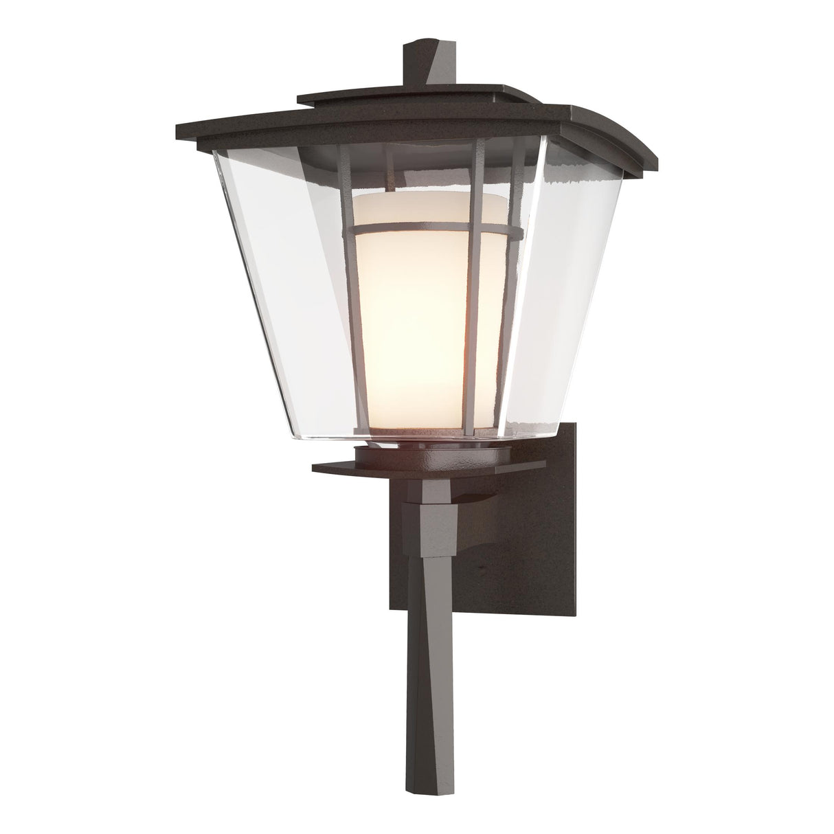 Hubbardton Forge 2010 Coastal Oil Rubbed Bronze Clear Glass with Opal Diffuser (ZU) Beacon Hall Outdoor Sconce