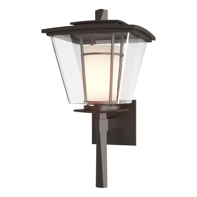 Hubbardton Forge 2010 Coastal Oil Rubbed Bronze Clear Glass with Opal Diffuser (ZU) Beacon Hall Outdoor Sconce