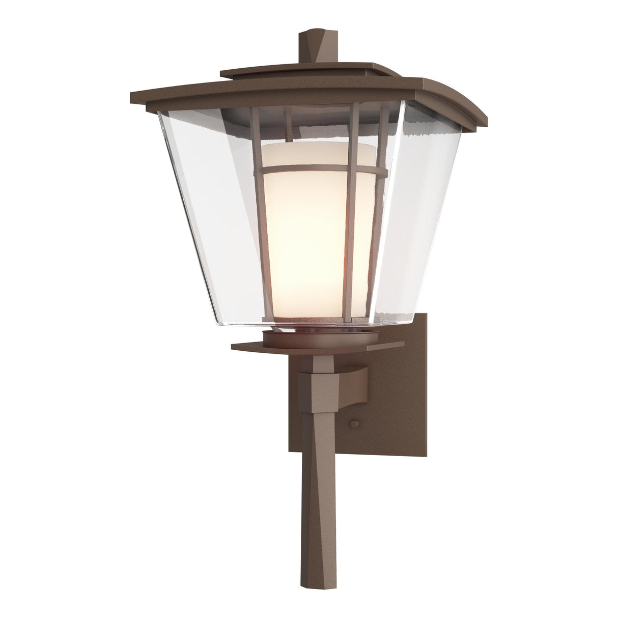 Hubbardton Forge 2010 Coastal Bronze Clear Glass with Opal Diffuser (ZU) Beacon Hall Outdoor Sconce