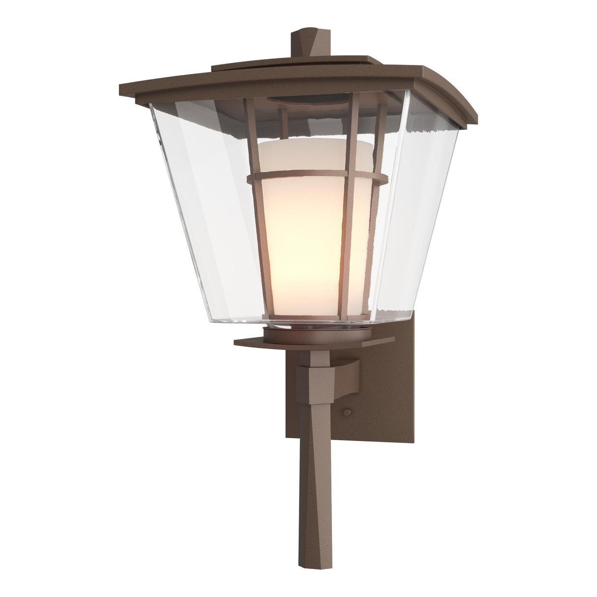 Hubbardton Forge 2010 Coastal Bronze Clear Glass with Opal Diffuser (ZU) Beacon Hall Large Outdoor Sconce