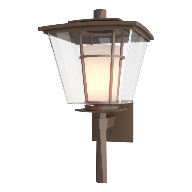 Hubbardton Forge 2010 Coastal Bronze Clear Glass with Opal Diffuser (ZU) Beacon Hall Large Outdoor Sconce