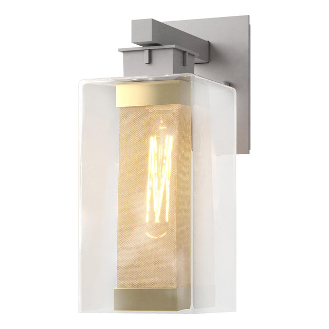 Hubbardton Forge 2021 Coastal Burnished Steel Coastal Gold Clear Glass (ZM) Polaris Outdoor Medium Sconce