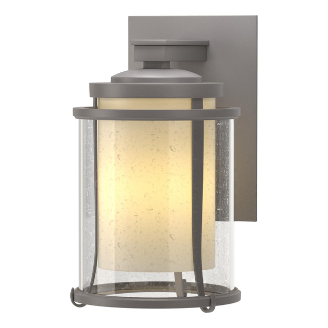 Hubbardton Forge 2010 Coastal Burnished Steel Seeded Glass with Opal Diffuser (ZS) Meridian Small Outdoor Sconce