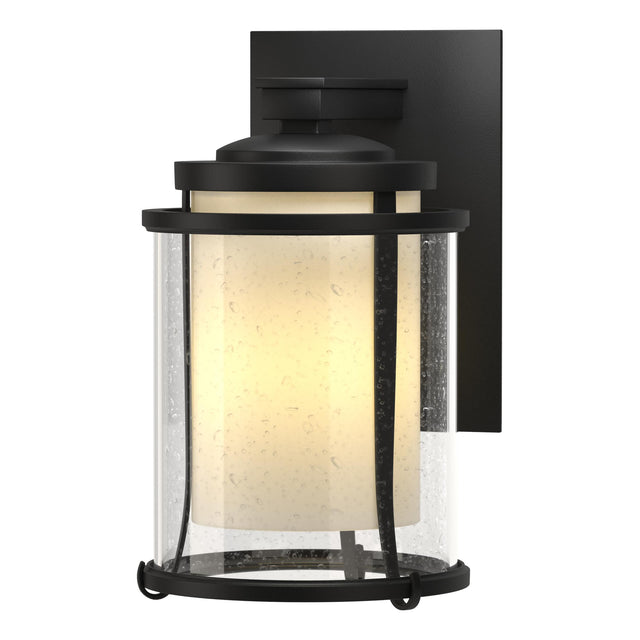 Hubbardton Forge 2010 Coastal Black Seeded Glass with Opal Diffuser (ZS) Meridian Small Outdoor Sconce