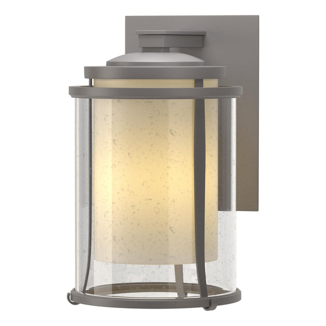 Hubbardton Forge 2010 Coastal Burnished Steel Seeded Glass with Opal Diffuser (ZS) Meridian Large Outdoor Sconce