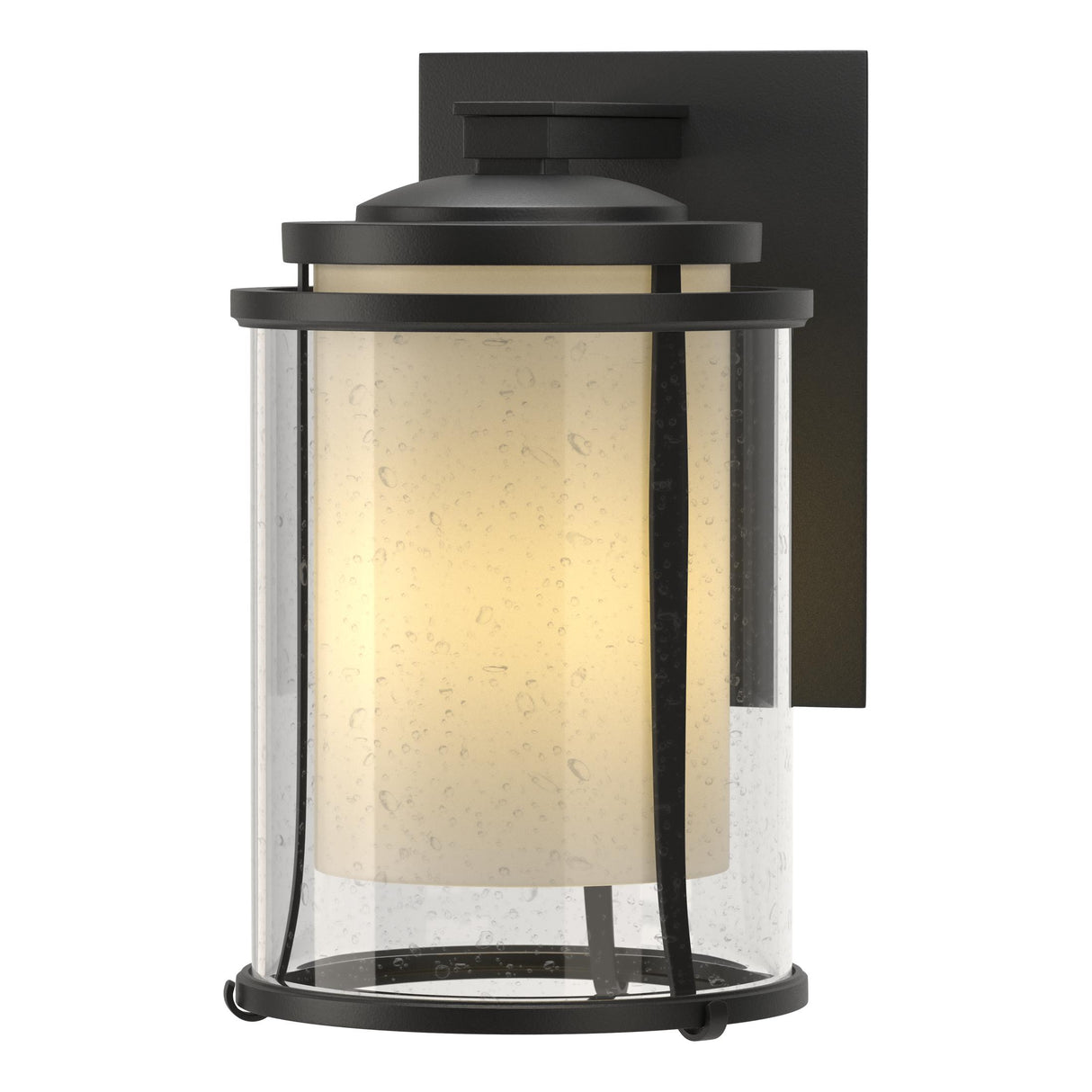 Hubbardton Forge 2010 Coastal Black Seeded Glass with Opal Diffuser (ZS) Meridian Large Outdoor Sconce