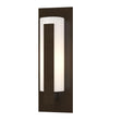 Hubbardton Forge 2002 Coastal Oil Rubbed Bronze Opal Glass (GG) Forged Vertical Bars Small Outdoor Sconce
