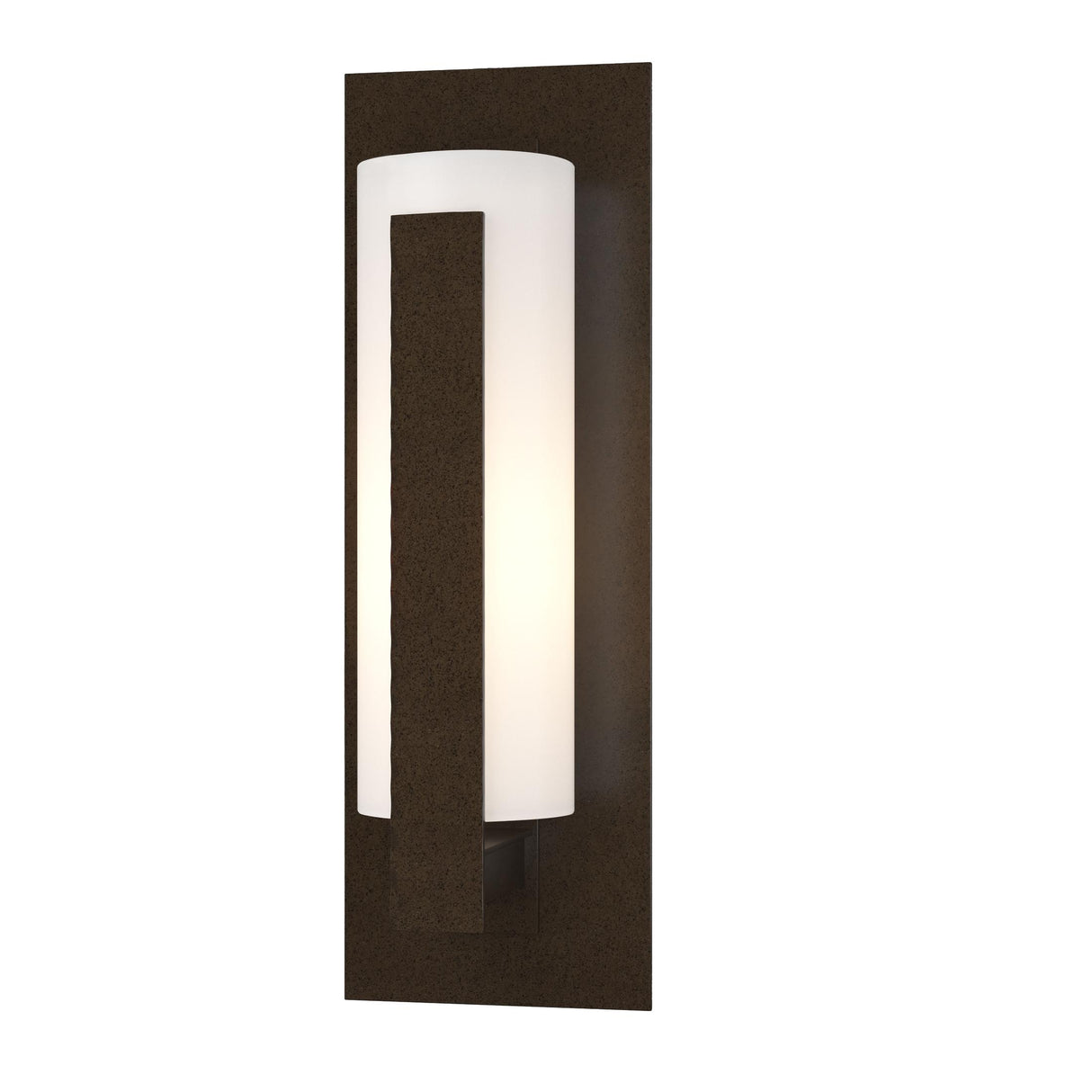 Hubbardton Forge 2002 Coastal Oil Rubbed Bronze Opal Glass (GG) Forged Vertical Bars Small Outdoor Sconce