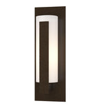 Hubbardton Forge 2002 Coastal Oil Rubbed Bronze Opal Glass (GG) Forged Vertical Bars Small Outdoor Sconce