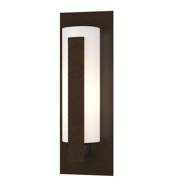 Hubbardton Forge 2002 Coastal Oil Rubbed Bronze Opal Glass (GG) Forged Vertical Bars Small Outdoor Sconce