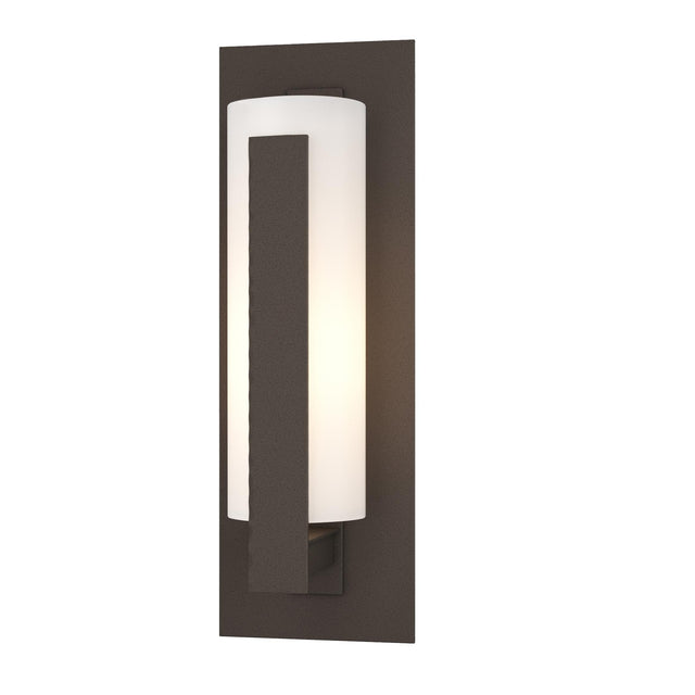 Hubbardton Forge 2002 Coastal Dark Smoke Opal Glass (GG) Forged Vertical Bars Small Outdoor Sconce