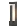 Hubbardton Forge 2002 Coastal Natural Iron Opal Glass (GG) Forged Vertical Bars Small Outdoor Sconce