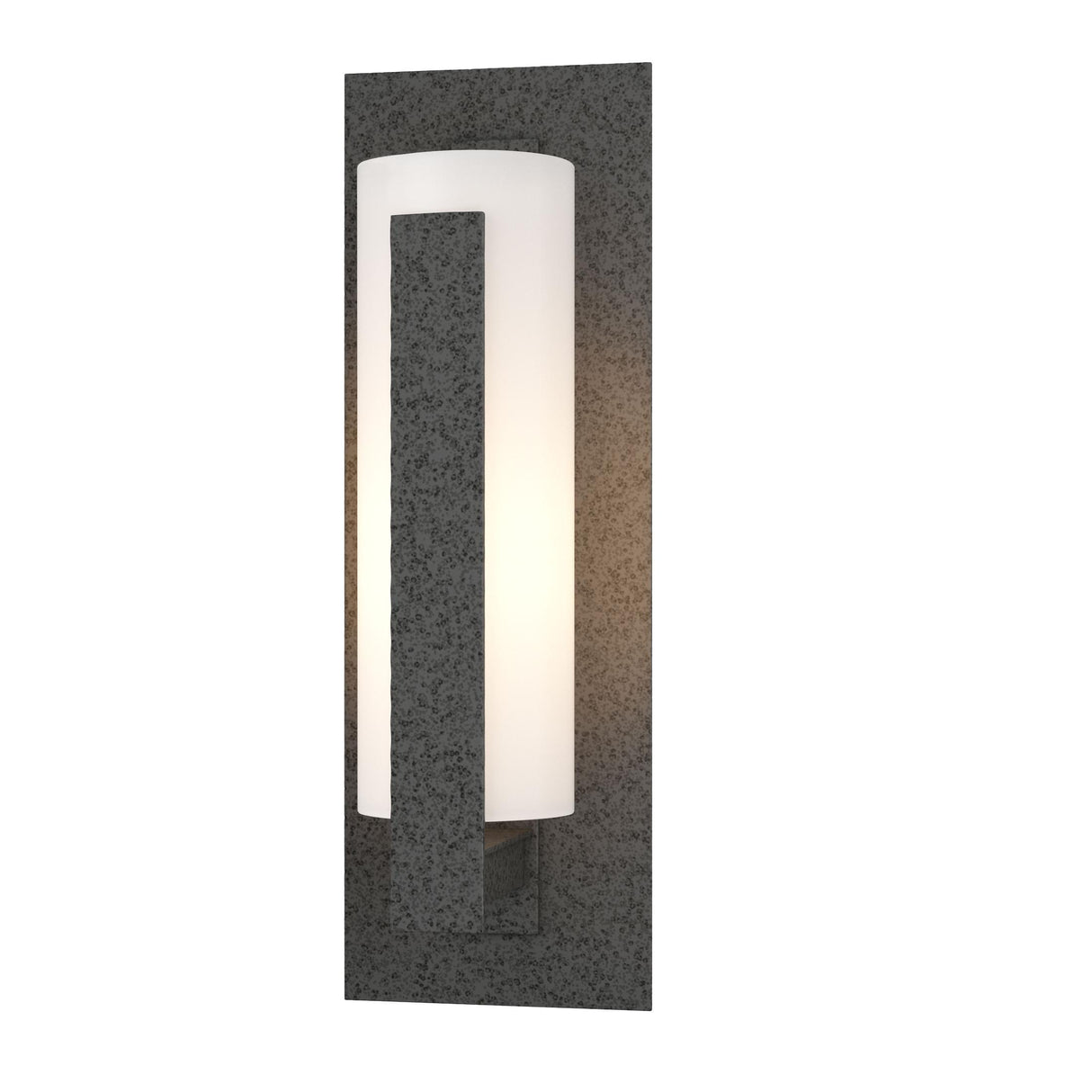 Hubbardton Forge 2002 Coastal Natural Iron Opal Glass (GG) Forged Vertical Bars Small Outdoor Sconce