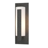 Hubbardton Forge 2002 Coastal Natural Iron Opal Glass (GG) Forged Vertical Bars Small Outdoor Sconce