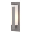 Hubbardton Forge 2002 Coastal Burnished Steel Opal Glass (GG) Forged Vertical Bars Small Outdoor Sconce