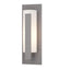 Hubbardton Forge 2002 Coastal Burnished Steel Opal Glass (GG) Forged Vertical Bars Small Outdoor Sconce