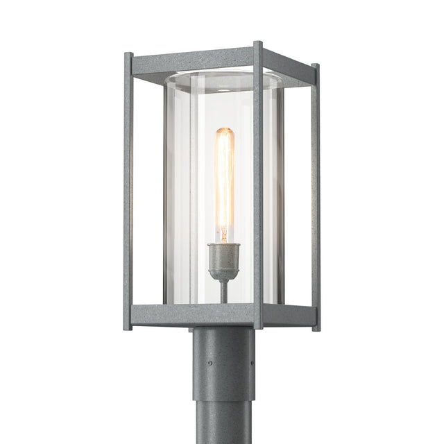 Hubbardton Forge 2023 Coastal Burnished Steel Clear Glass (ZM) Cela Outdoor Post Light