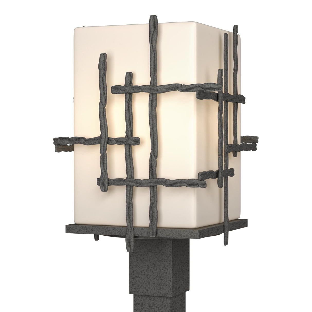 Hubbardton Forge 2023 Coastal Natural Iron Opal Glass (GG) Tura Outdoor Post Light