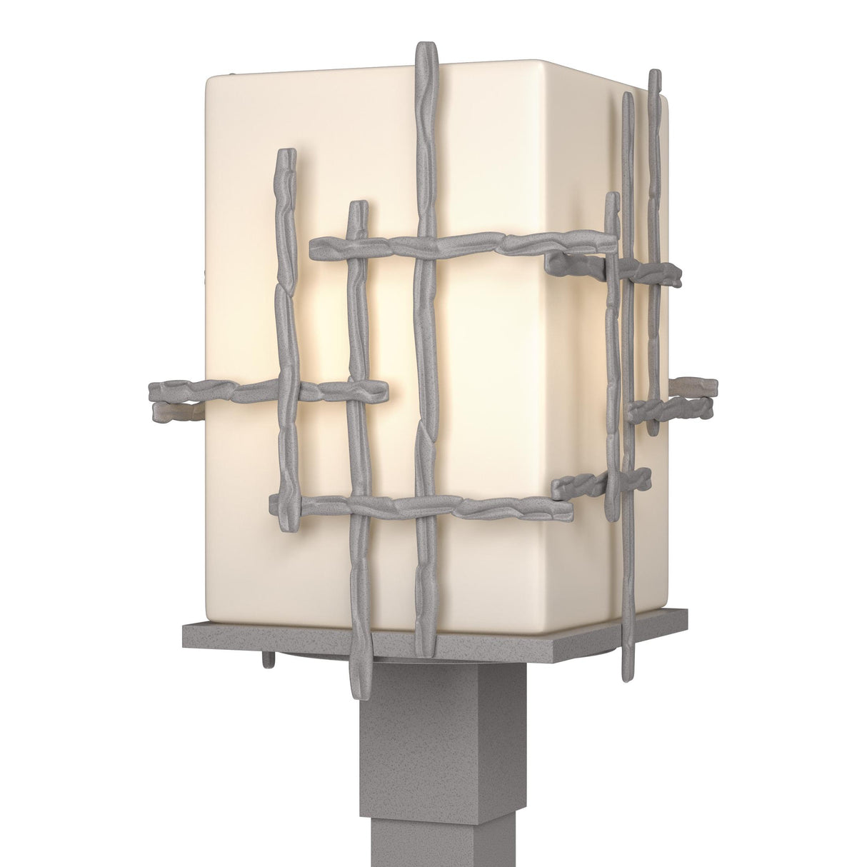 Hubbardton Forge 2023 Coastal Burnished Steel Opal Glass (GG) Tura Outdoor Post Light
