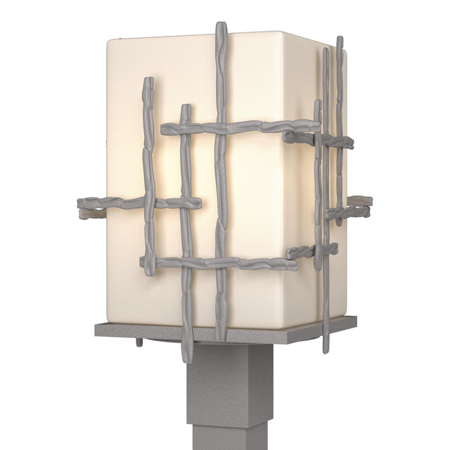 Hubbardton Forge 2023 Coastal Burnished Steel Opal Glass (GG) Tura Outdoor Post Light