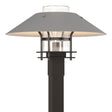 Hubbardton Forge 2021 Coastal Oil Rubbed Bronze Coastal Burnished Steel Clear Glass (ZM) Henry Outdoor Post Light