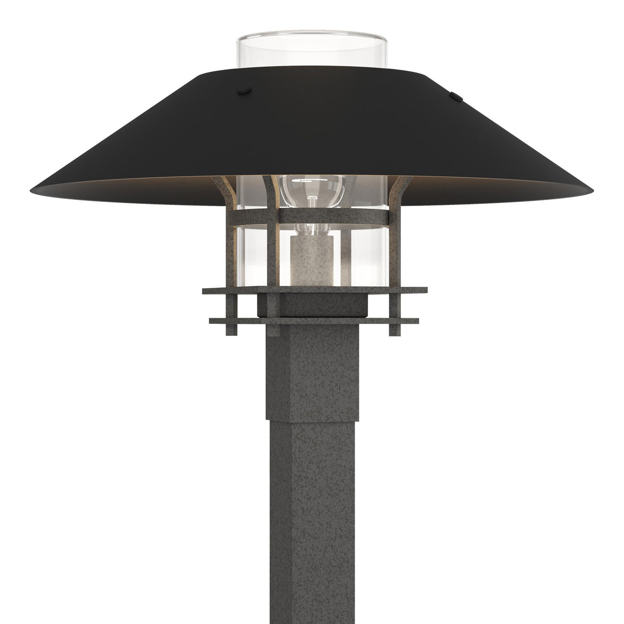 Hubbardton Forge 2021 Coastal Natural Iron Coastal Black Clear Glass (ZM) Henry Outdoor Post Light