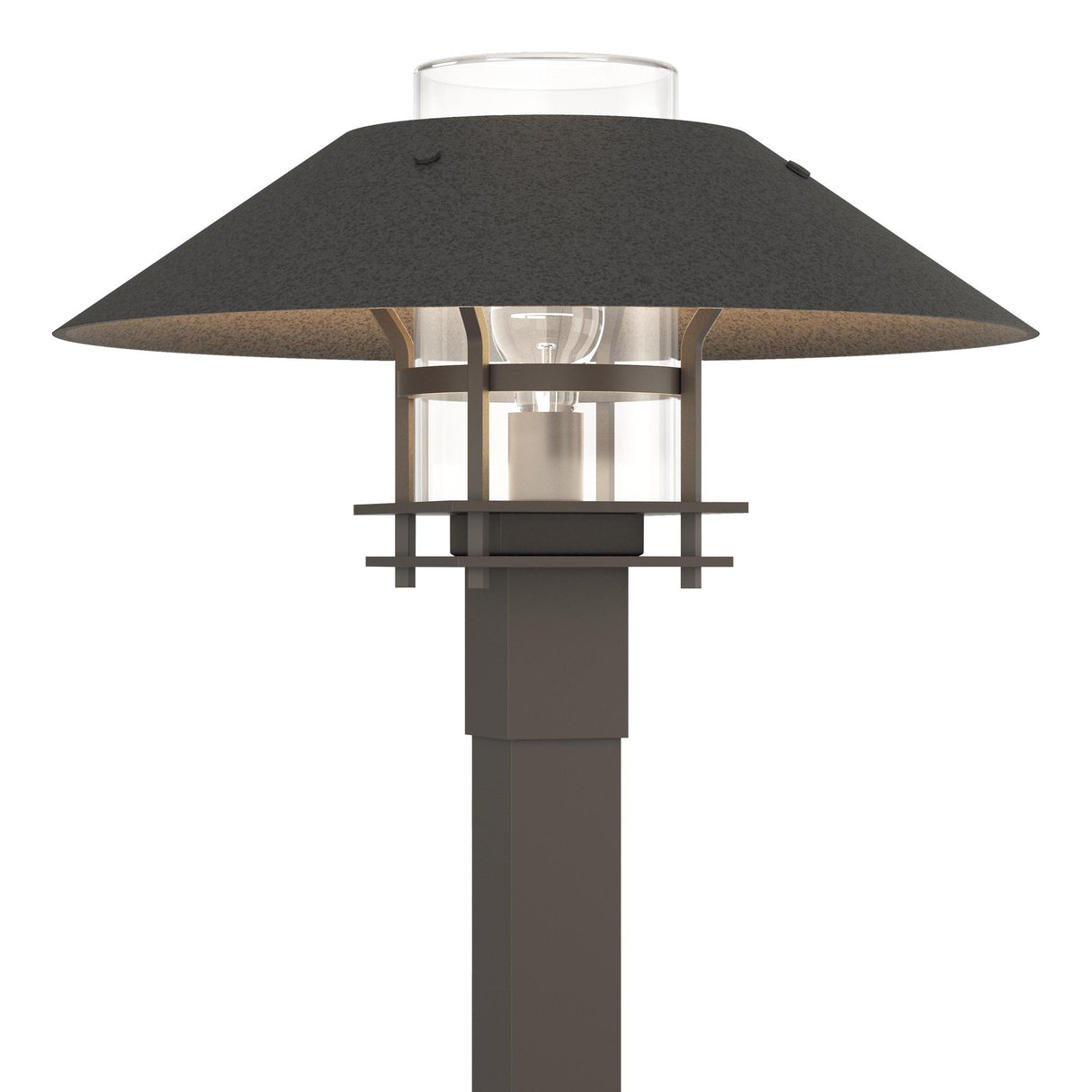 Hubbardton Forge 2021 Coastal Dark Smoke Coastal Natural Iron Clear Glass (ZM) Henry Outdoor Post Light
