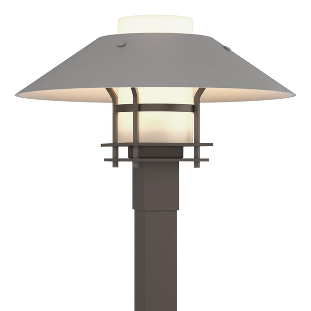 Hubbardton Forge 2021 Coastal Dark Smoke Coastal Burnished Steel Opal Glass (GG) Henry Outdoor Post Light