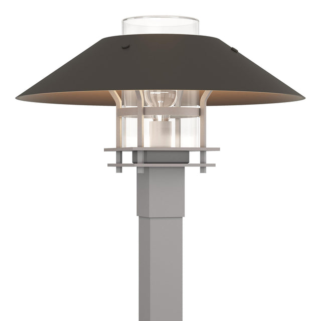 Hubbardton Forge 2021 Coastal Burnished Steel Coastal Dark Smoke Clear Glass (ZM) Henry Outdoor Post Light