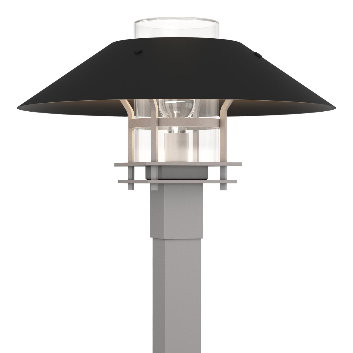 Hubbardton Forge 2021 Coastal Burnished Steel Coastal Black Clear Glass (ZM) Henry Outdoor Post Light