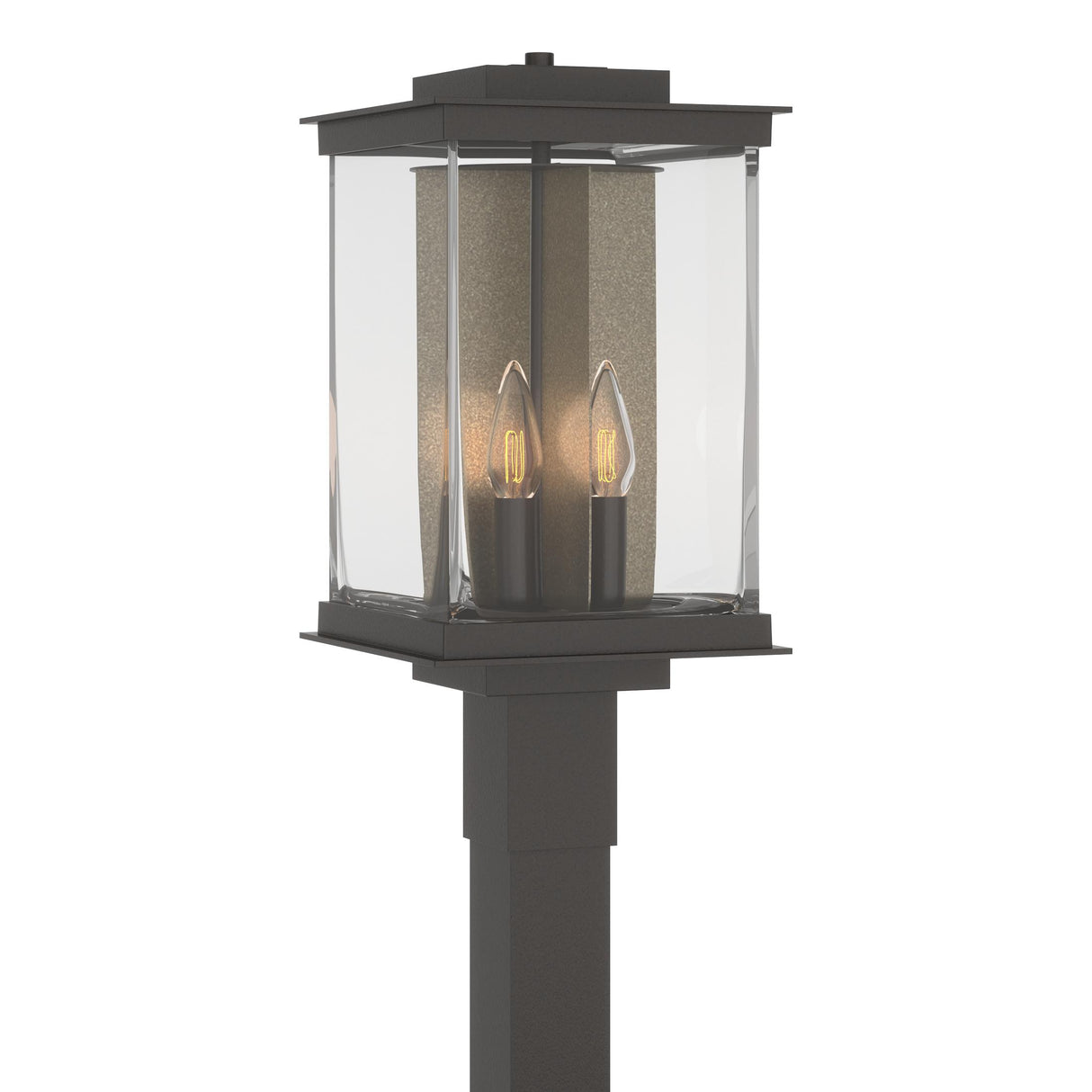 Hubbardton Forge 2021 Coastal Oil Rubbed Bronze Translucent Soft Gold Clear Glass (ZM) Kingston Outdoor Post Light