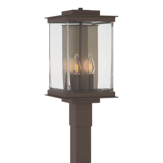 Hubbardton Forge 2021 Coastal Bronze Translucent Soft Gold Clear Glass (ZM) Kingston Outdoor Post Light