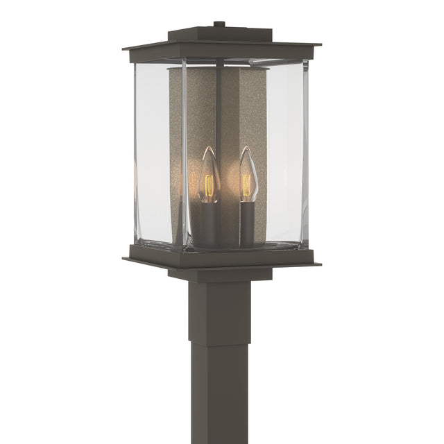Hubbardton Forge 2021 Coastal Dark Smoke Translucent Soft Gold Clear Glass (ZM) Kingston Outdoor Post Light