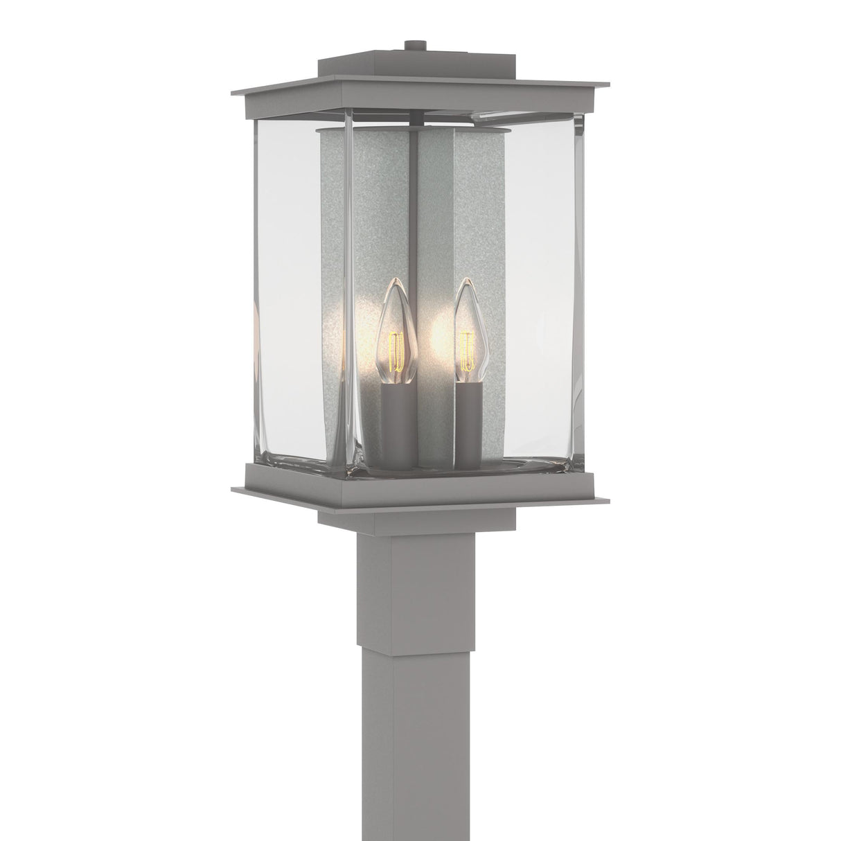 Hubbardton Forge 2021 Coastal Burnished Steel Translucent Vintage Platinum Clear Glass (ZM) Kingston Outdoor Post Light