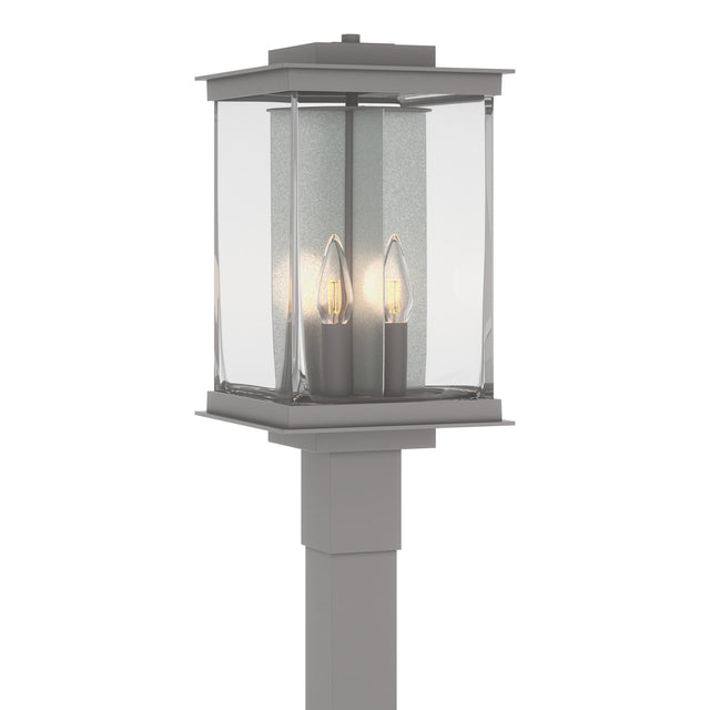 Hubbardton Forge 2021 Coastal Burnished Steel Translucent Vintage Platinum Clear Glass (ZM) Kingston Outdoor Post Light