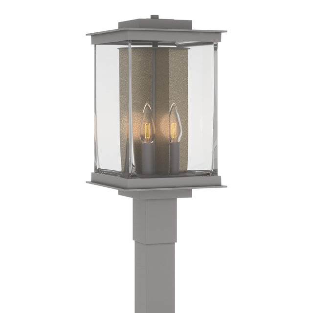 Hubbardton Forge 2021 Coastal Burnished Steel Translucent Soft Gold Clear Glass (ZM) Kingston Outdoor Post Light