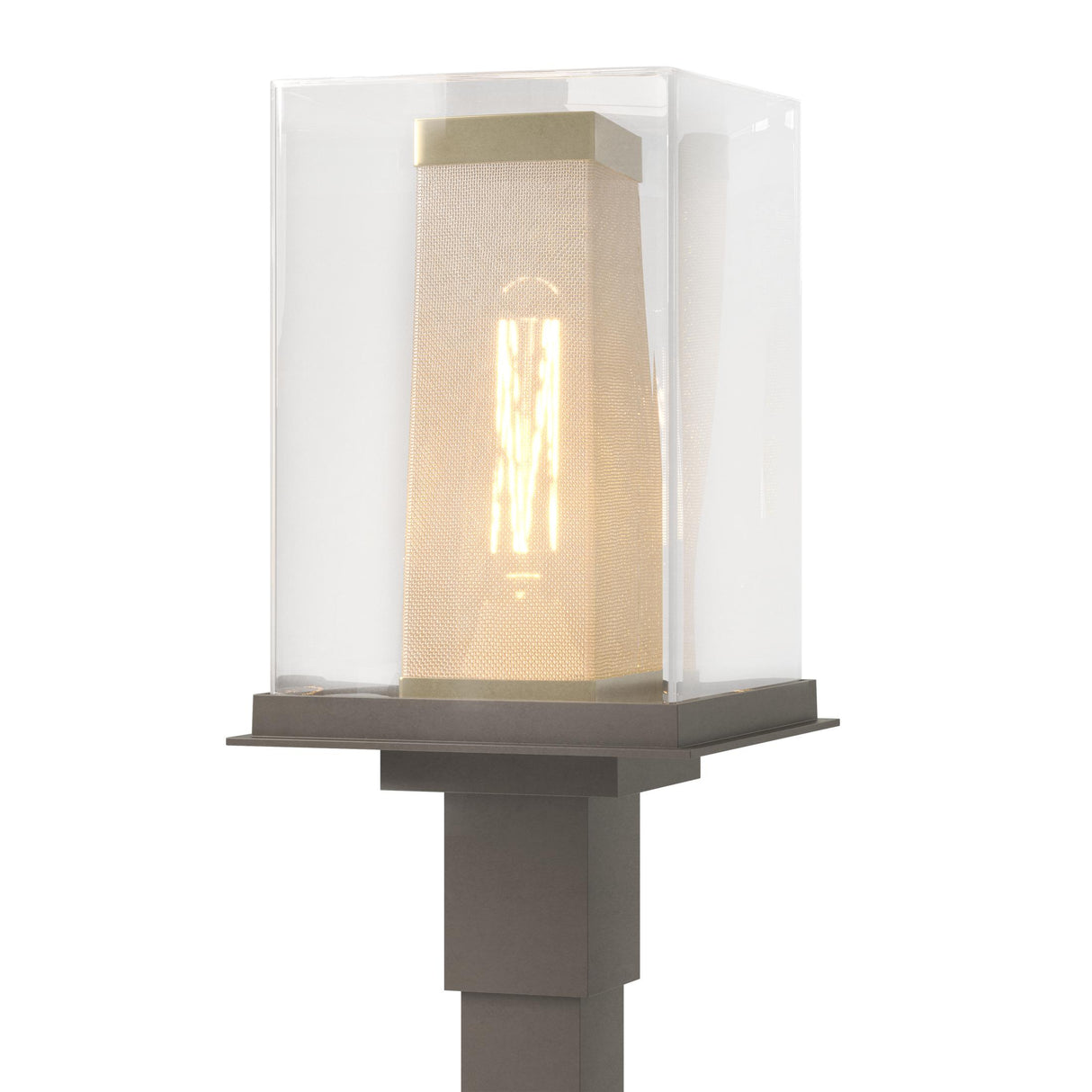Hubbardton Forge 2021 Coastal Dark Smoke Coastal Gold Clear Glass (ZM) Polaris Outdoor Post Light