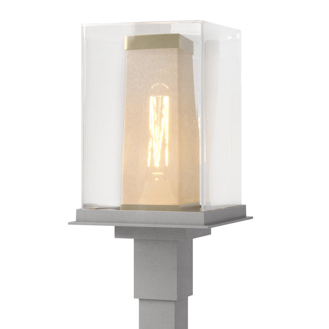 Hubbardton Forge 2021 Coastal Burnished Steel Coastal Gold Clear Glass (ZM) Polaris Outdoor Post Light