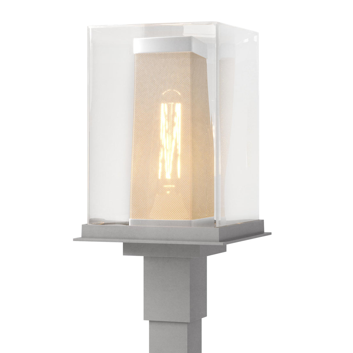 Hubbardton Forge 2021 Coastal Burnished Steel Coastal Silver Clear Glass (ZM) Polaris Outdoor Post Light