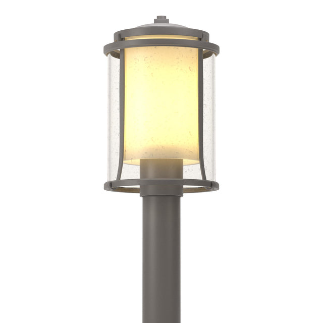 Hubbardton Forge 2012 Coastal Burnished Steel Seeded Glass with Opal Diffuser (ZS) Meridian Outdoor Post Light