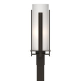 Hubbardton Forge 2002 Coastal Oil Rubbed Bronze Opal Glass (GG) Forged Vertical Bars Outdoor Post Light