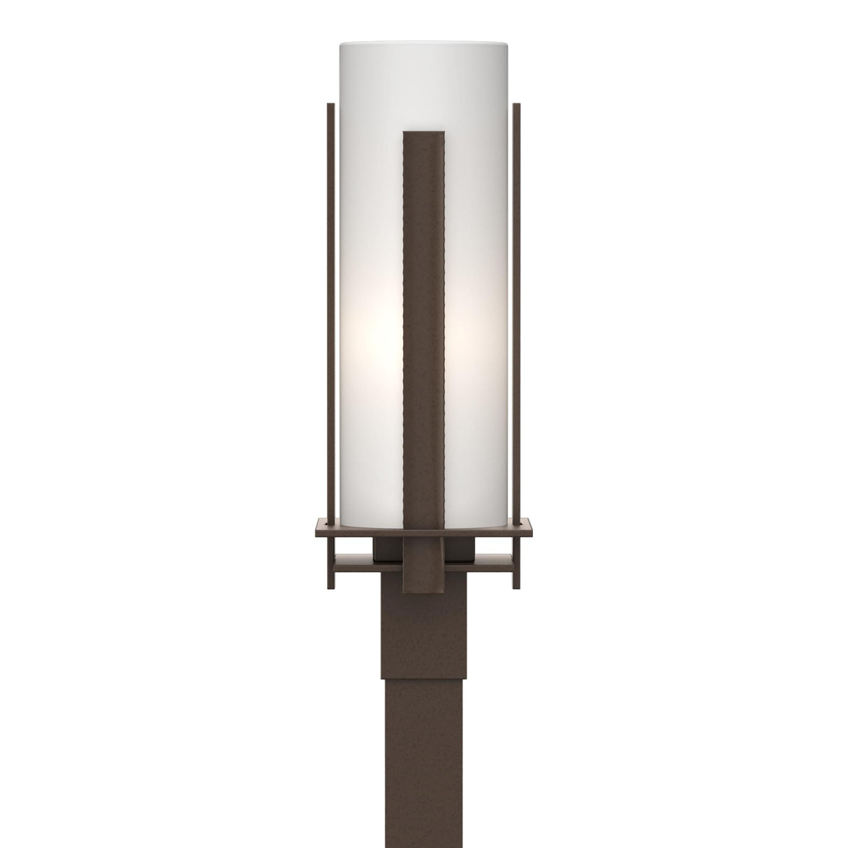 Hubbardton Forge 2002 Coastal Bronze Opal Glass (GG) Forged Vertical Bars Outdoor Post Light