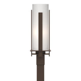 Hubbardton Forge 2002 Coastal Bronze Opal Glass (GG) Forged Vertical Bars Outdoor Post Light