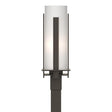 Hubbardton Forge 2002 Coastal Dark Smoke Opal Glass (GG) Forged Vertical Bars Outdoor Post Light